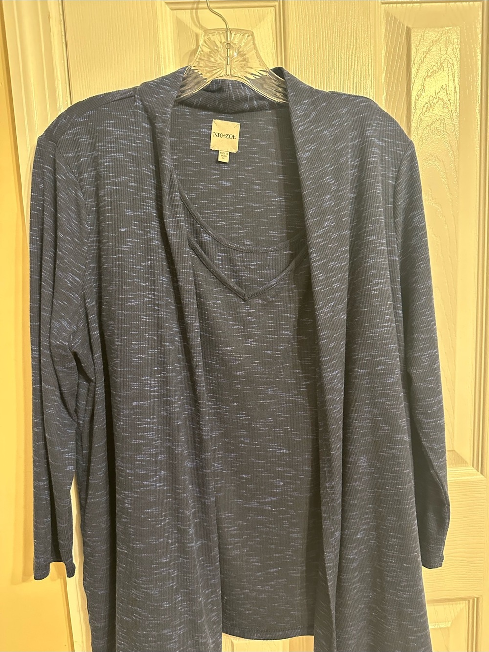 NIC+ZOE Blue Space-Dye Open Cardigan & Tank Set